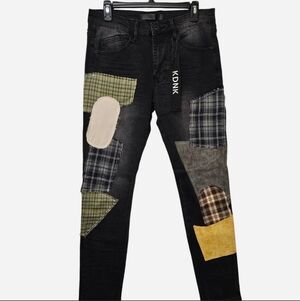 KDNK Black skinny patchwork Jeans Mens Size 30 NEW